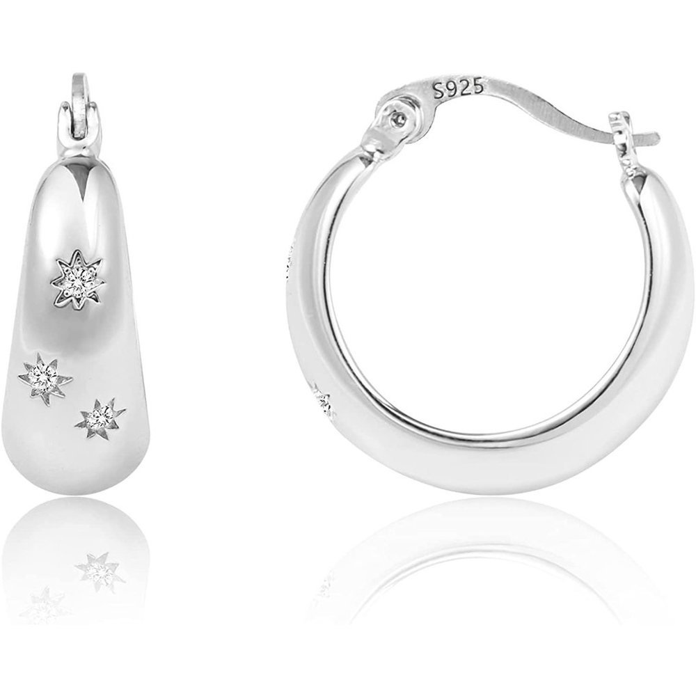 Silver Chunky Hoop Earrings for Women
